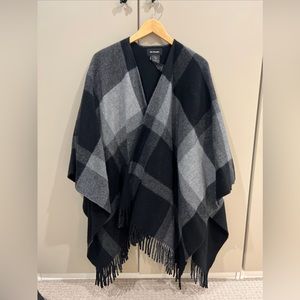 The kooples poncho fringe scarf cape plaid wool